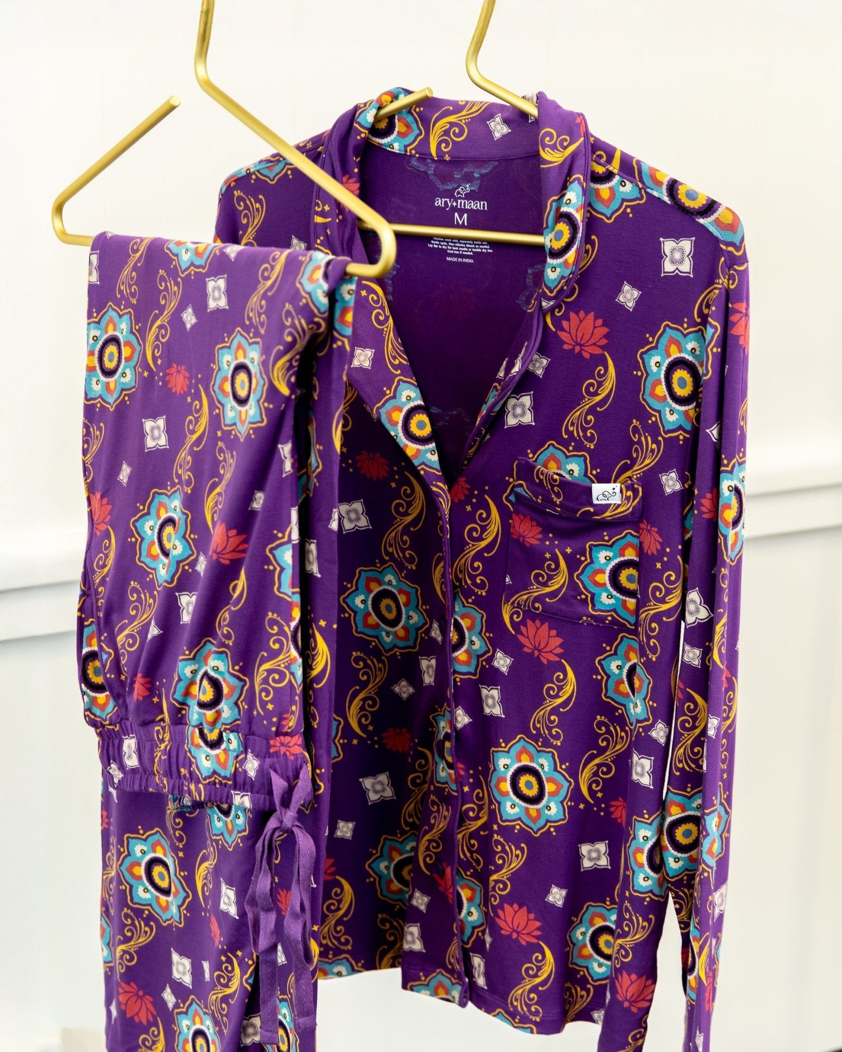 Adult Long Sleeve Button - Down Top – Purple Rangoli - Cultr. by Created for Culture asianowned aapimarketplace asianownedkids asianownedkidsproducts asianownedbrands