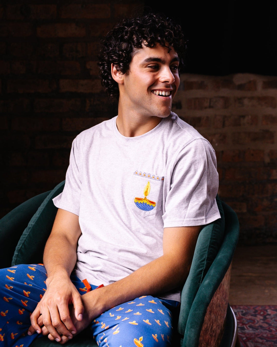 Adult Short Sleeve Pocket Tee – Blue Diya