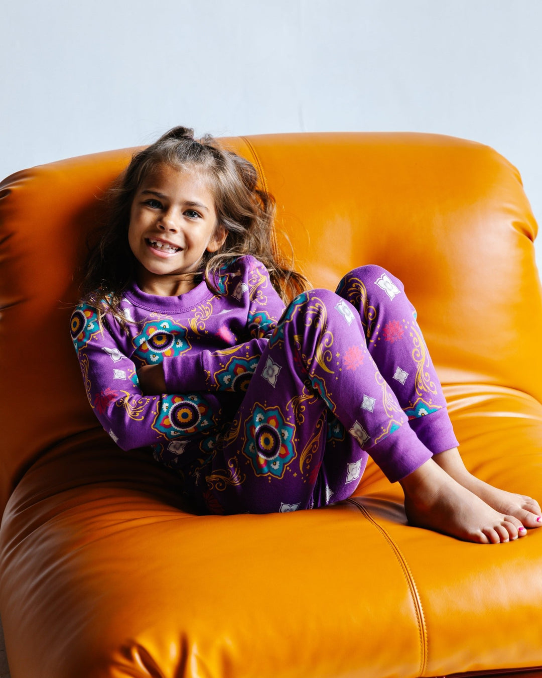 Big Kid Pajama Set – Purple Rangoli