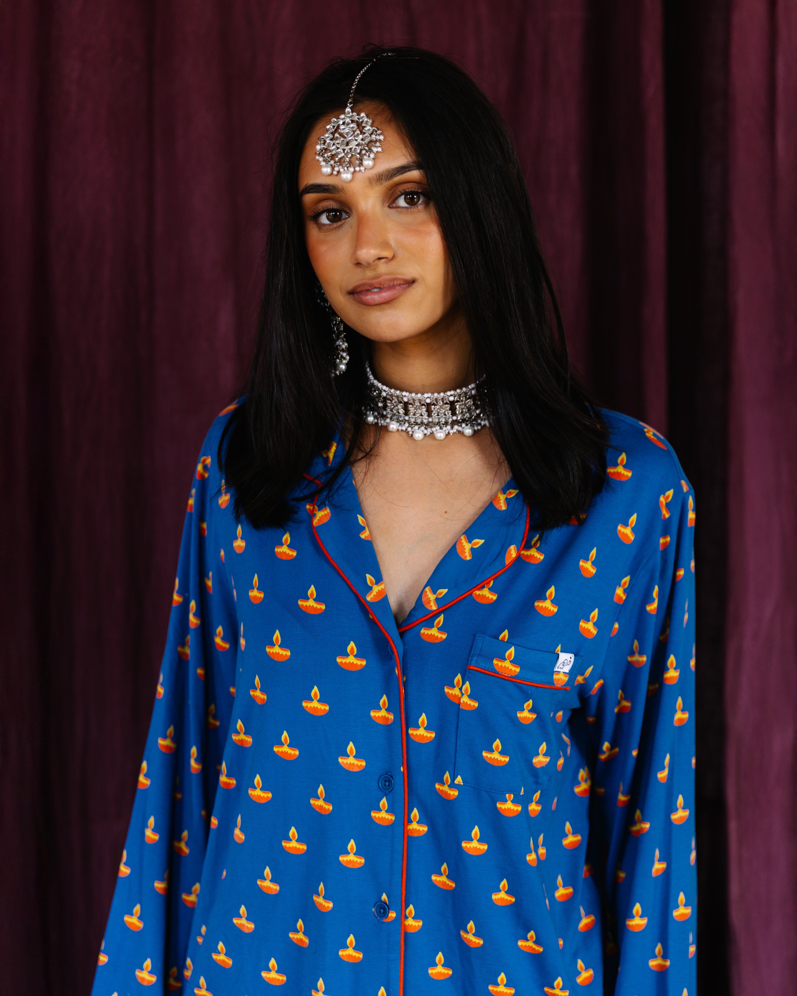 Blue Diya Adult Pajama Set
