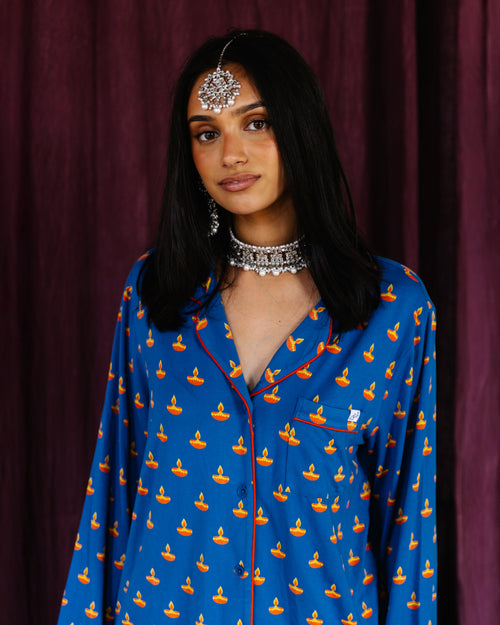 Blue Diya Adult Pajama Set