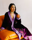 Adult Robe – Velvet & Satin – Purple Rangoli - Cultr. by Created for Culture asianowned aapimarketplace asianownedkids asianownedkidsproducts asianownedbrands