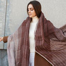 Auro Cinnabar Handwoven Earthy Rust Maroon Linen Scarf