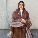 Auro Cinnabar Handwoven Earthy Rust Maroon Linen Scarf