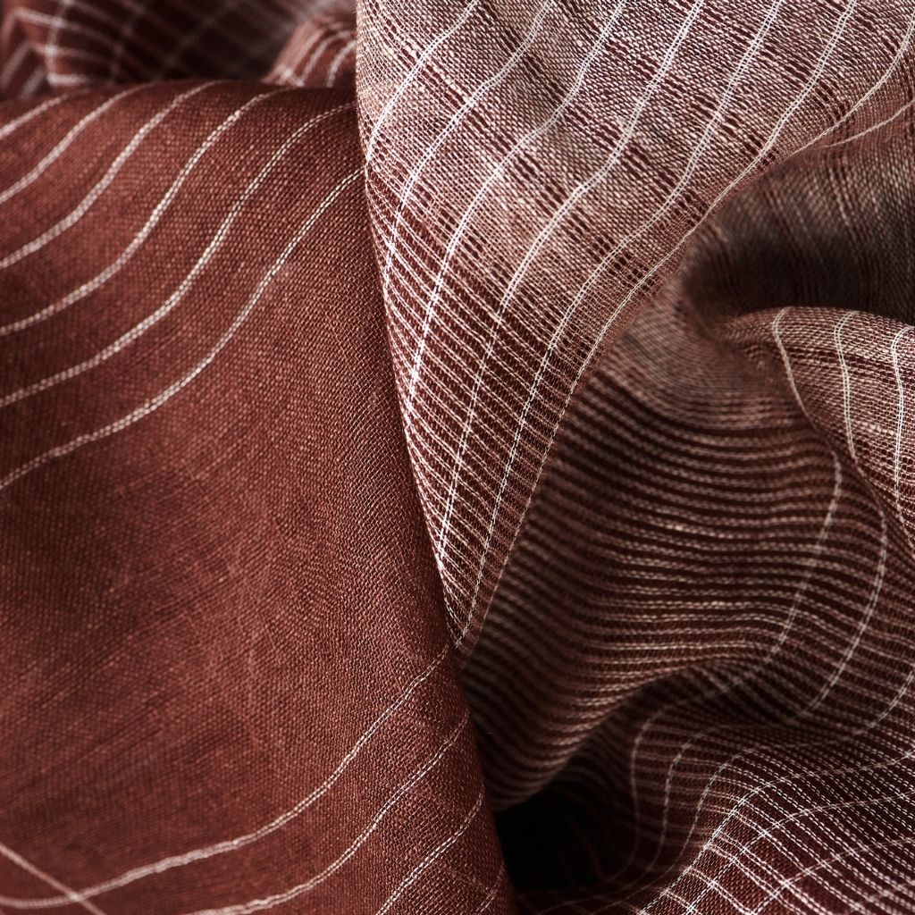 Auro Cinnabar Handwoven Earthy Rust Maroon Linen Scarf