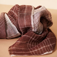 Auro Cinnabar Handwoven Earthy Rust Maroon Linen Scarf