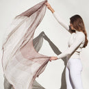 Auro White Striped Pattern Modern Artisan Handwoven Linen Scarf