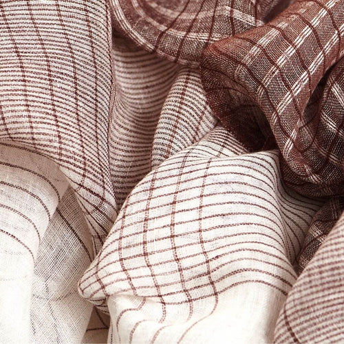 Auro White Striped Pattern Modern Artisan Handwoven Linen Scarf