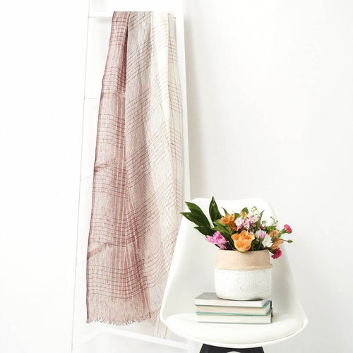 Auro White Striped Pattern Modern Artisan Handwoven Linen Scarf