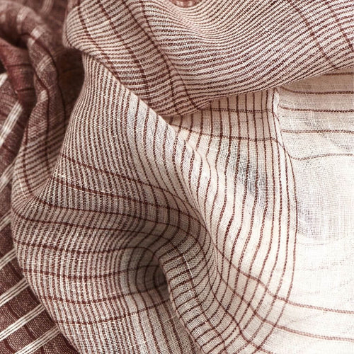 Auro White Striped Pattern Modern Artisan Handwoven Linen Scarf