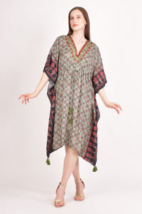 Avena Ajrakh Print Green Kaftan
