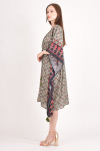 Avena Ajrakh Print Green Kaftan