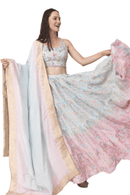 Banarasi Silk Tie Dye Lehenga with Hand Embroidered Blouse