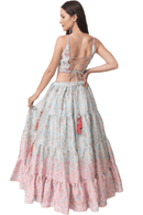 Banarasi Silk Tie Dye Lehenga with Hand Embroidered Blouse