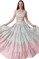 Banarasi Silk Tie Dye Lehenga with Hand Embroidered Blouse