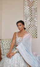 Banarasi Silk Tie Dye Lehenga with Hand Embroidered Blouse