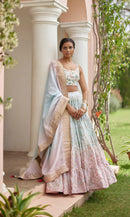 Bethany Banarasi Silk Tie Dye Lehenga with Hand Embroidered Blouse