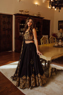Black Floral Hand Embroidered Lehenga Choli Set