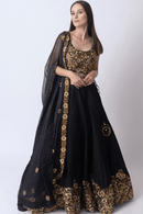 Black Floral Hand Embroidered Lehenga Choli Set