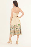 Blanche Beige Midi Dress with Embroidery