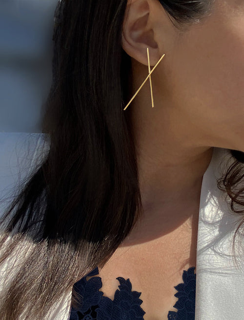 CHOPSTICK Long Earrings | 18K Gold Over Sterling Silver