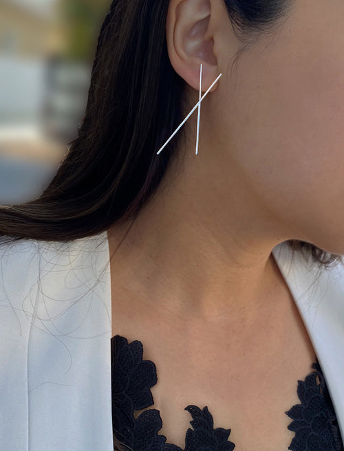 CHOPSTICK Long Earrings | Sterling Silver