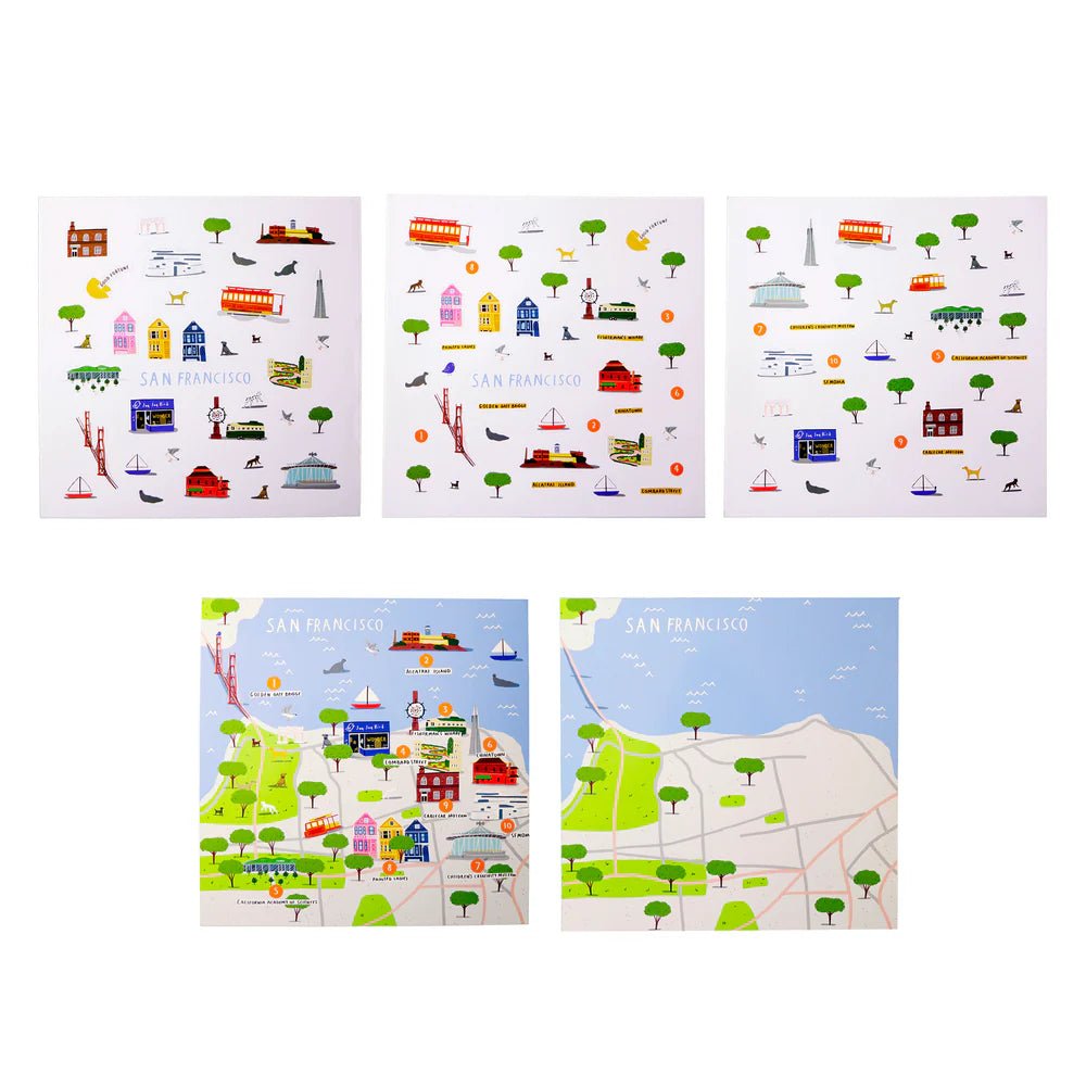 San Francisco Waterproof Stickers Activity Set Reusable Map Guide - Cultr. by Created for Culture asianowned aapimarketplace asianownedkids asianownedkidsproducts asianownedbrands