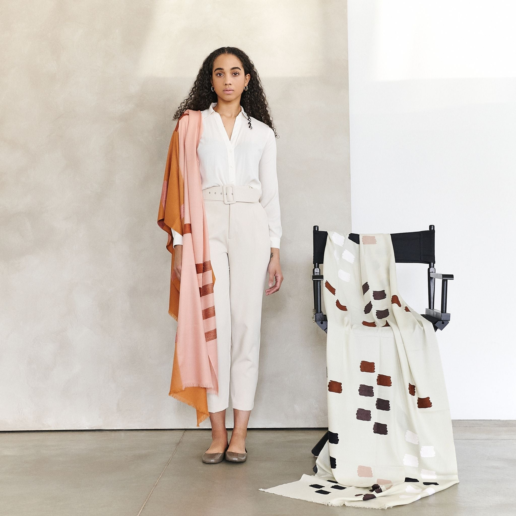 Canyon Hand Embroidered Hand Woven Merino Silk Soft Scarf