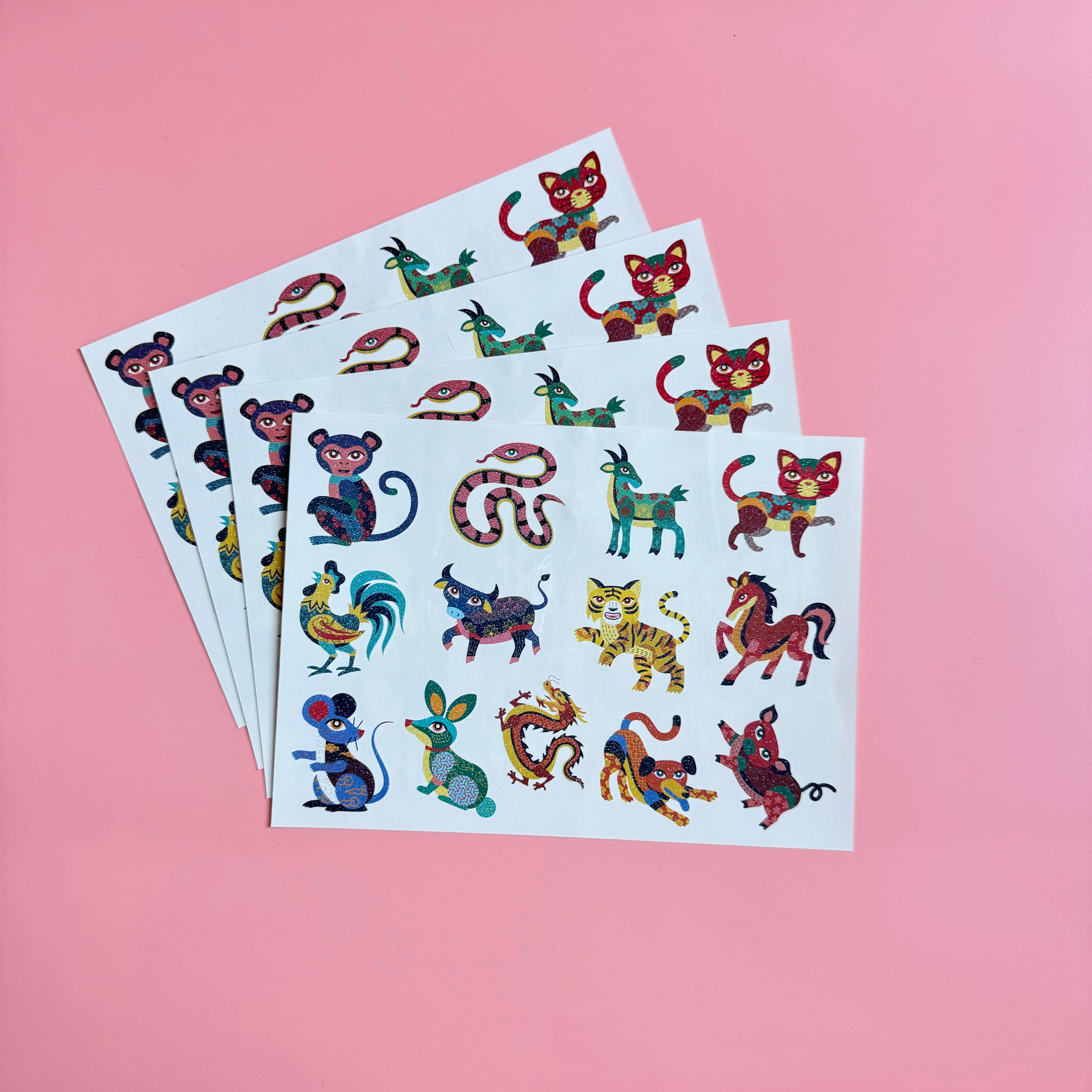 Chinese Zodiac Glittery Temporary Tattoos