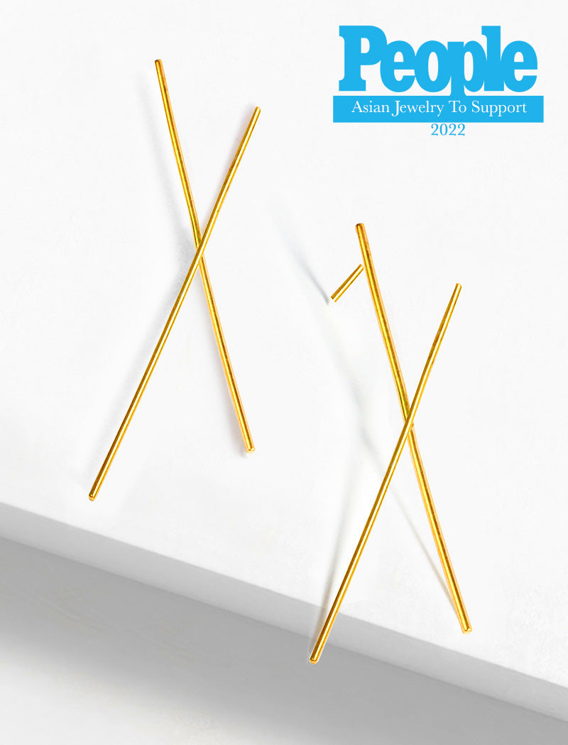 CHOPSTICK Long Earrings | 18K Gold Over Sterling Silver