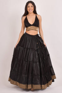 Ciara Black Tiered Lehenga Choli Set