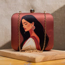 Clutch with Women Portrait in Saree & Long Hair