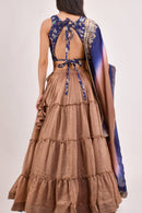 Duna Brownish Gold Tiered Lehenga Choli Set