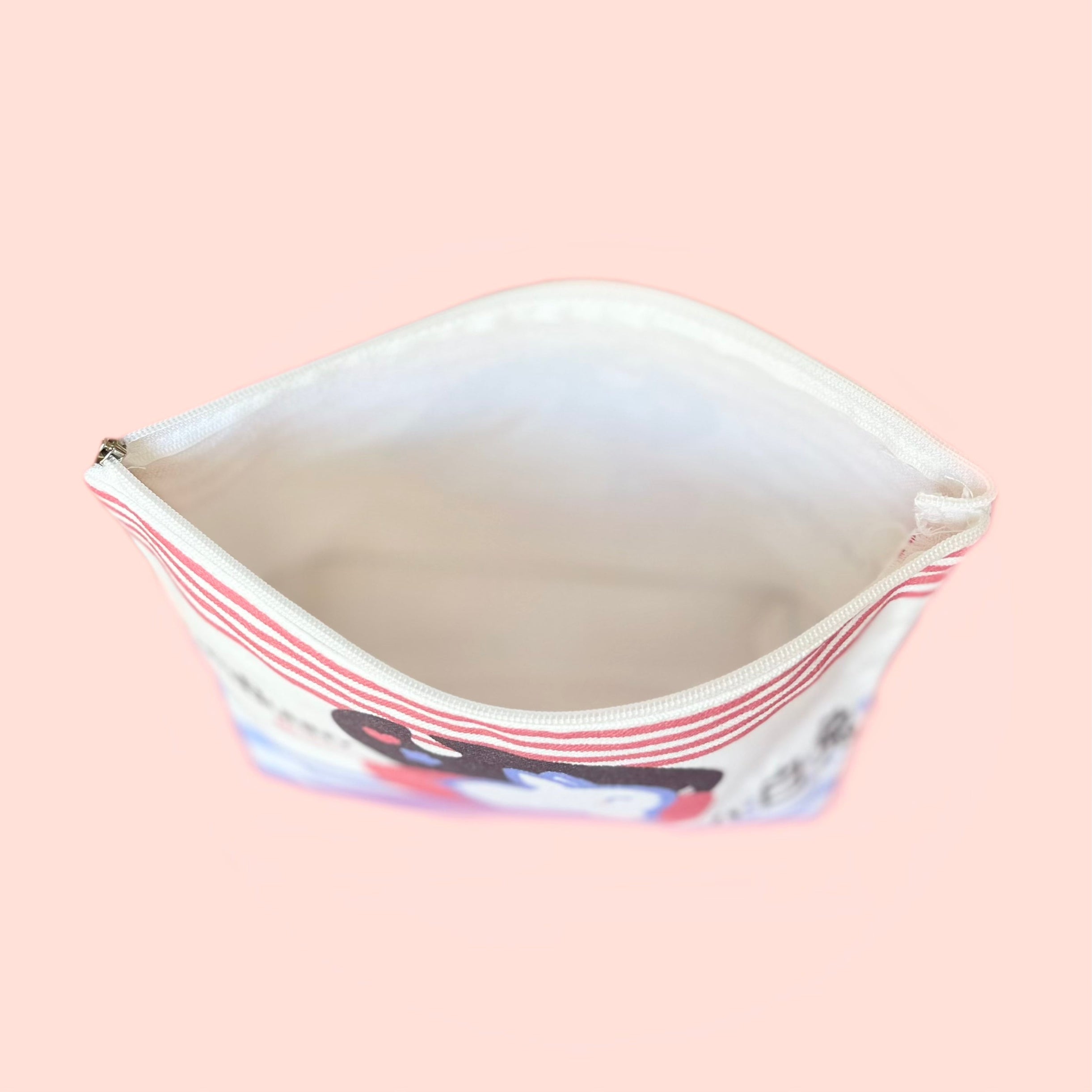 White Bunny Zippered Canvas Pouch