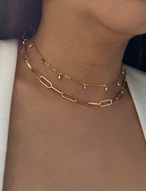 RICE Bead Thin Chain Strand Necklace | 18K Gold Over Sterling Silver