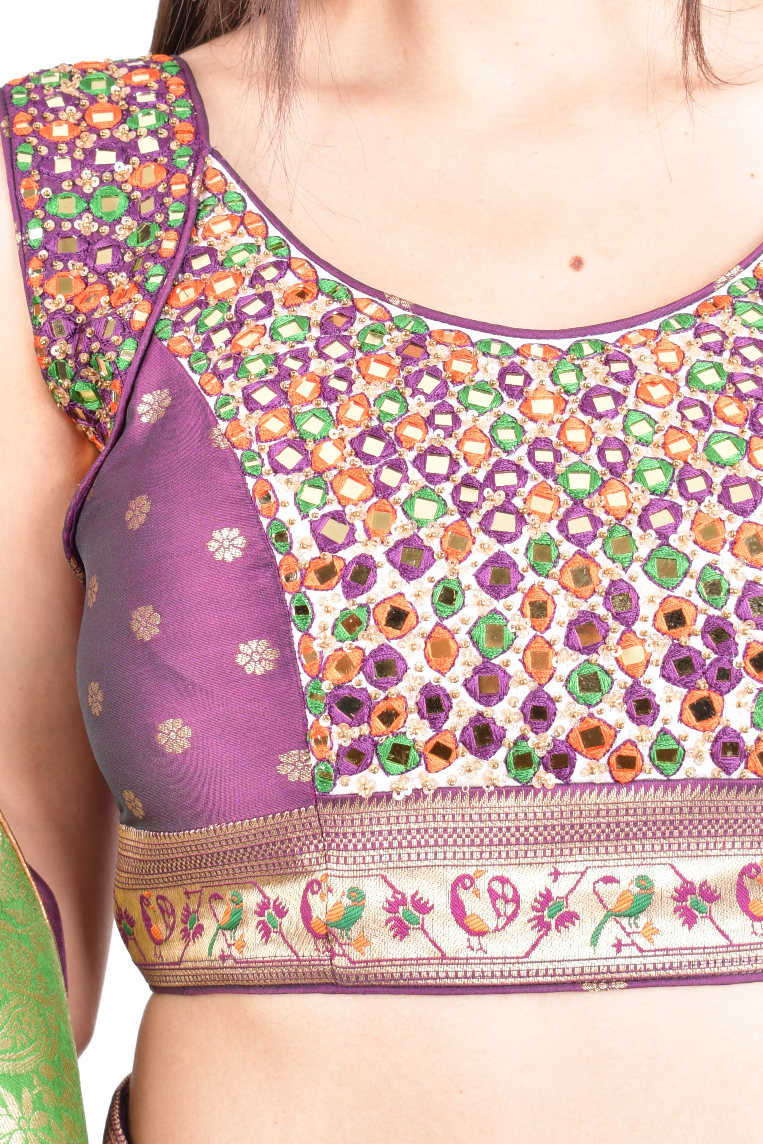 Elina Wine Full Flare Chaniya choli with Hand Embroidered Blouse