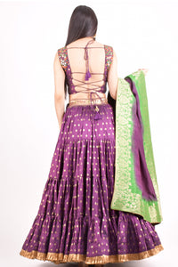 Elina Wine Full Flare Chaniya choli with Hand Embroidered Blouse