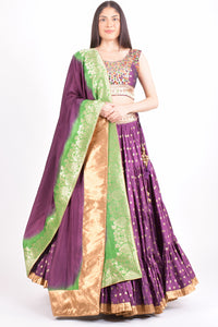 Elina Wine Full Flare Chaniya choli with Hand Embroidered Blouse