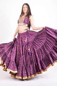 Elina Wine Full Flare Chaniya choli with Hand Embroidered Blouse