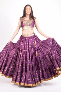 Elina Wine Full Flare Chaniya choli with Hand Embroidered Blouse