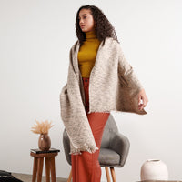 Forest Night Handwoven Neutral Cashmere Merino Scarf