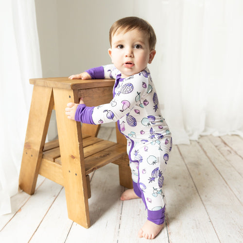 Zippered Romper in Watercolor Fruit - Cultr. by Created for Culture asianowned aapimarketplace asianownedkids asianownedkidsproducts asianownedbrands