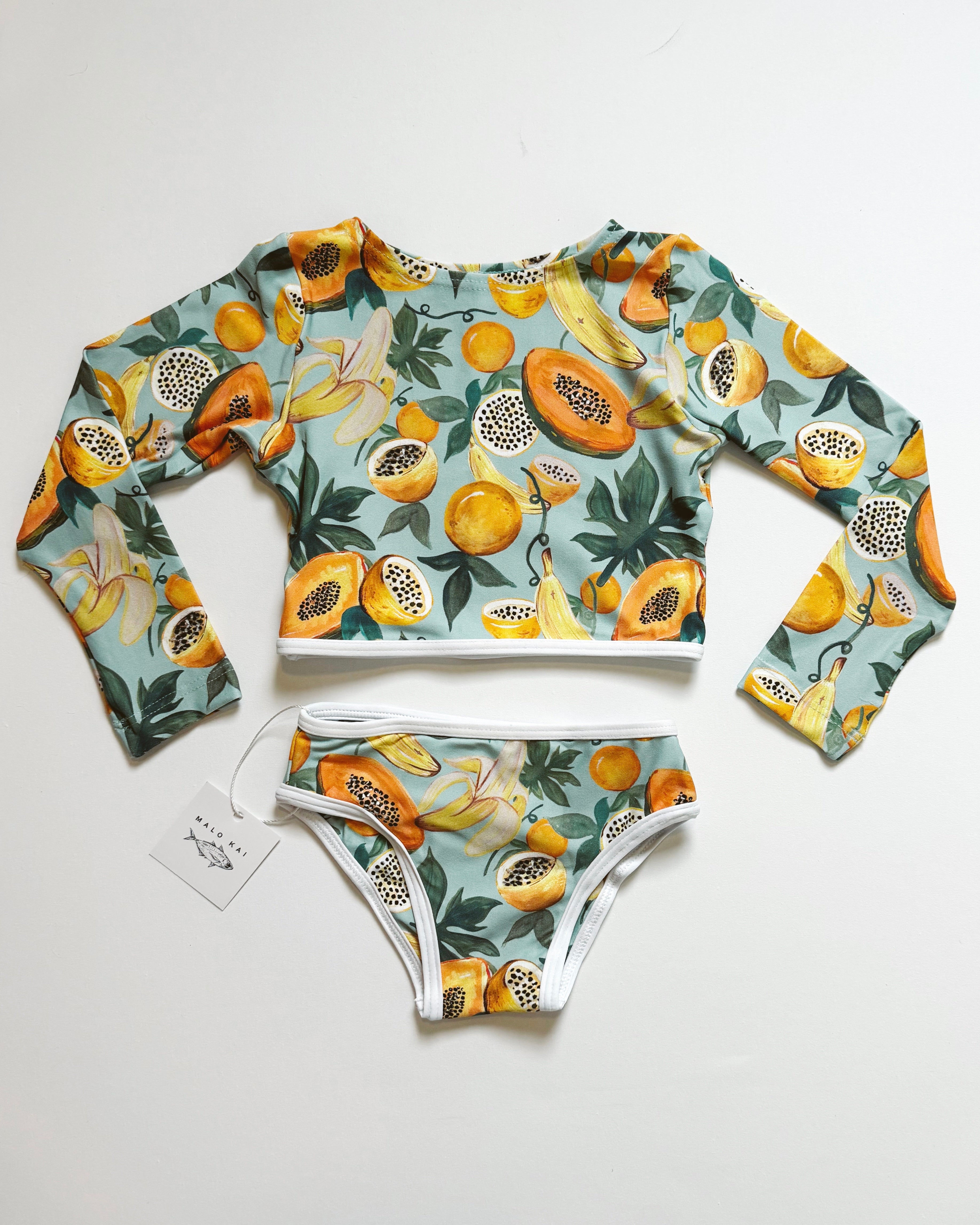 Stevie Two Piece Kids Swimsuit, Papaya - CULTR