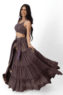 Gaia Shimmer Tiered Lehenga choli Set with Gold Accent