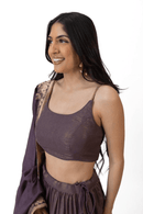 Gaia Shimmer Tiered Lehenga choli Set with Gold Accent