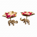 Elephant & Lotus Bowl Tea-light Holder Set of 2