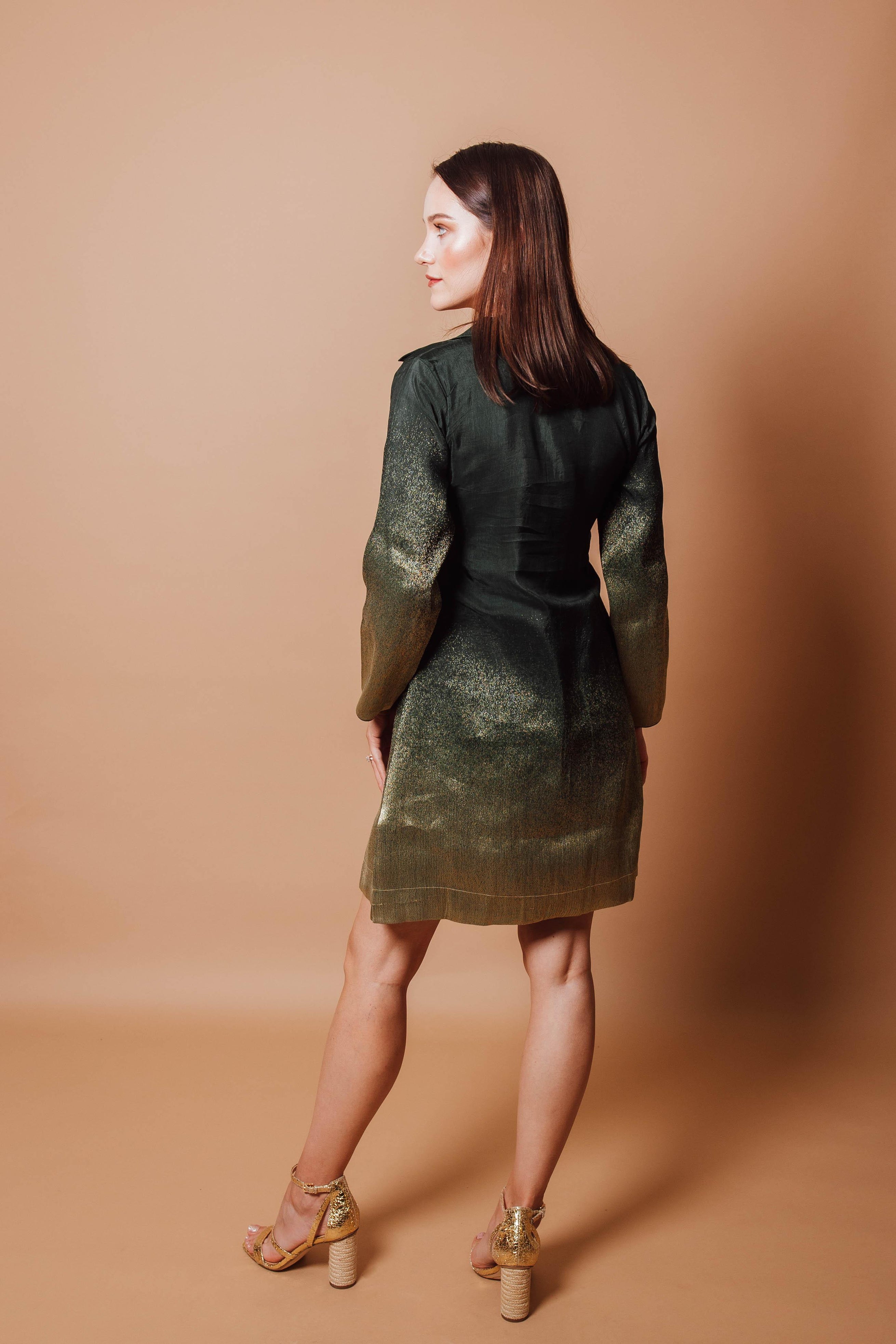 Green Jacquard Blazer Dress