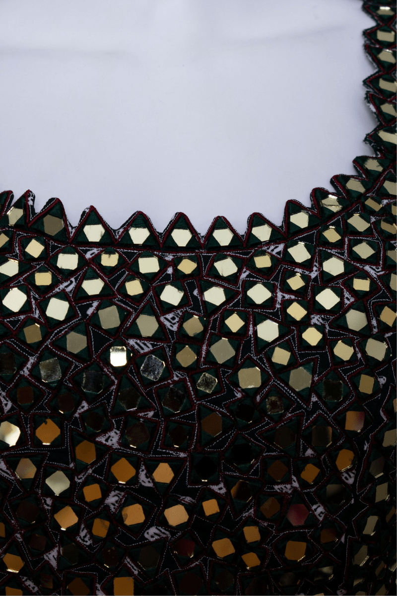 Green Lehenga Choli Set with Mirror Work
