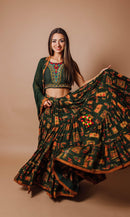 Green Tiered Lehenga Choli Set