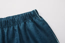 Fu Brocade Wide Leg Track Pants Forest Blue